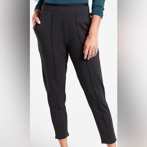 ATHLETA Venice Pintuck Black Knit High Rise Ankle Pants Size XS